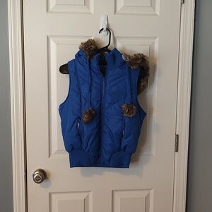 Rue21 Blue Faux Fur Zip Up Vest
